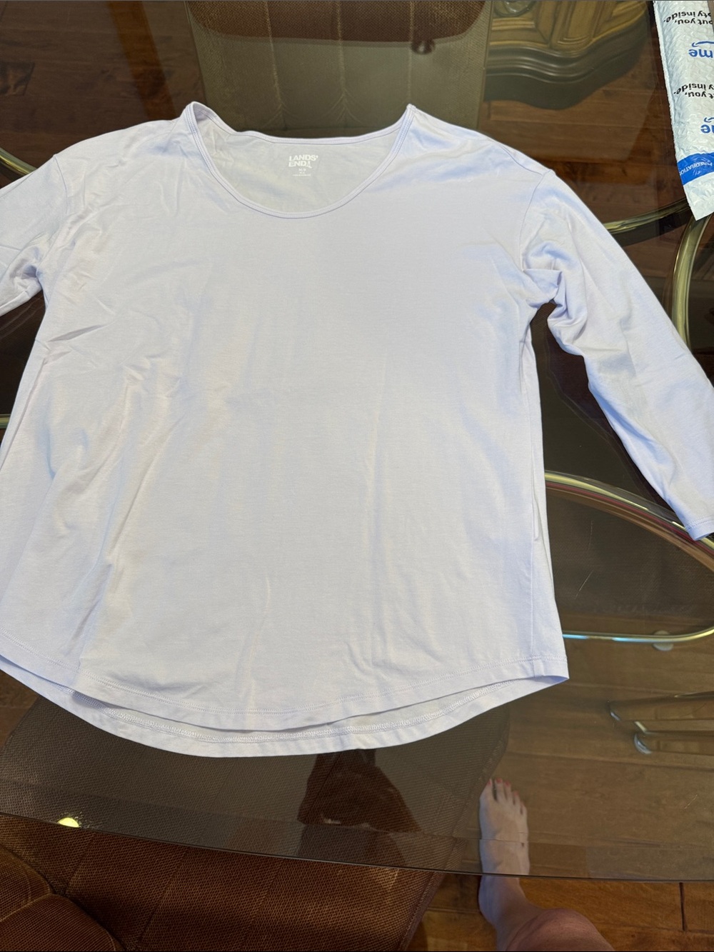 Lands' End Pale Pink 3/4 Sleeve Scoop Neck Tee/tunic
